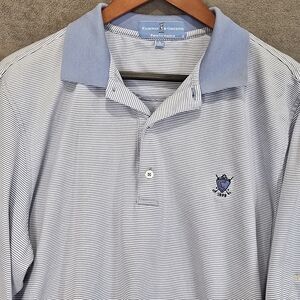 Fairway And Greene Mens Performance Golf Polo Shirt Blue White Stripes L